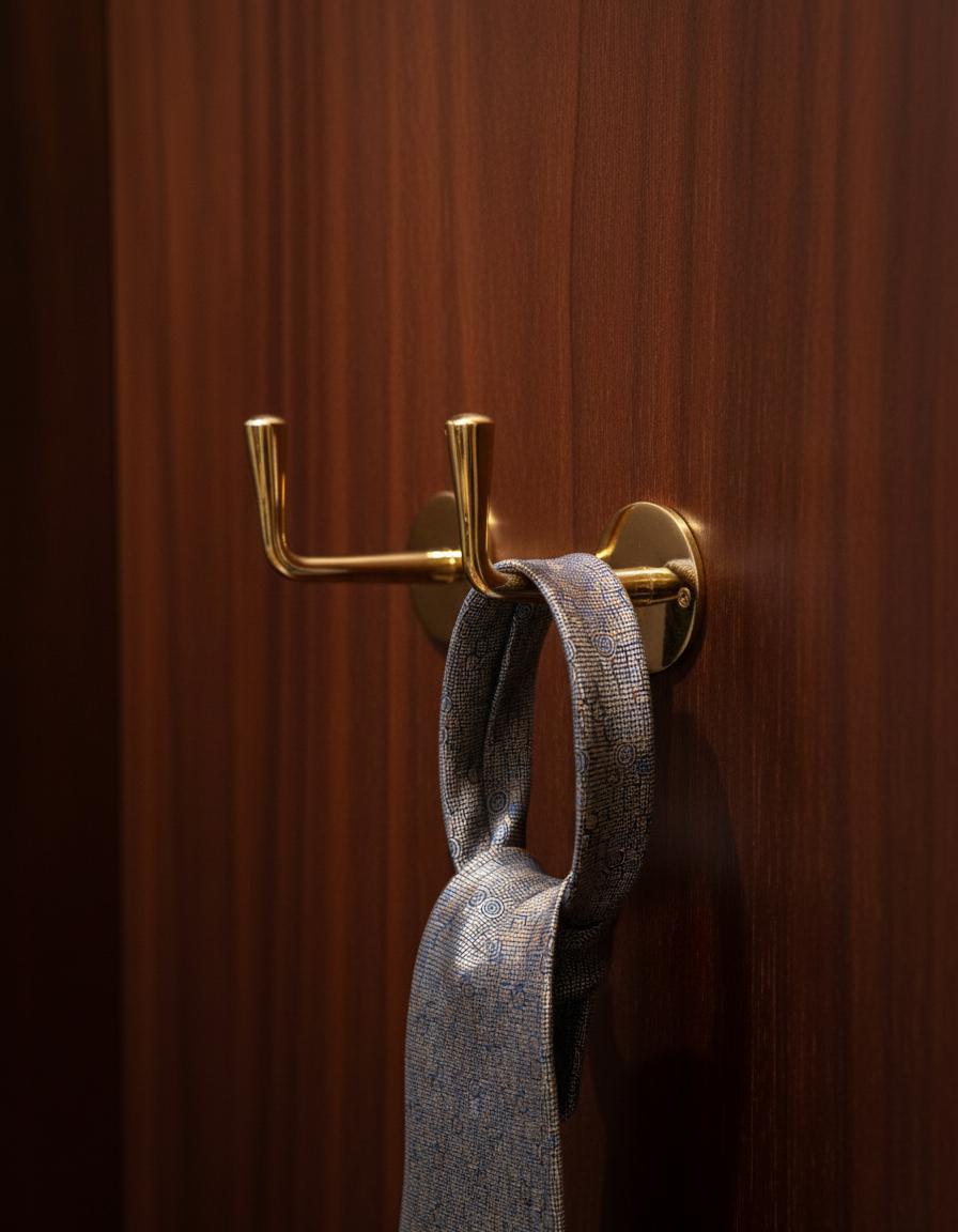 2 Pcs Unlacquered Brass Wall Hooks – Minimalist Solid Brass Coat & Towel Hangers