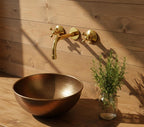 Unlacquered Solid Brass Wall Mount Faucet – Handmade Cross Handle Bathroom or Vanity Sink Mixer