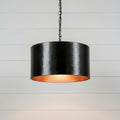 Handmade Hammered Pendant Light Solid Copper Shade with Matte Black Finish for Modern Luxury Interiors