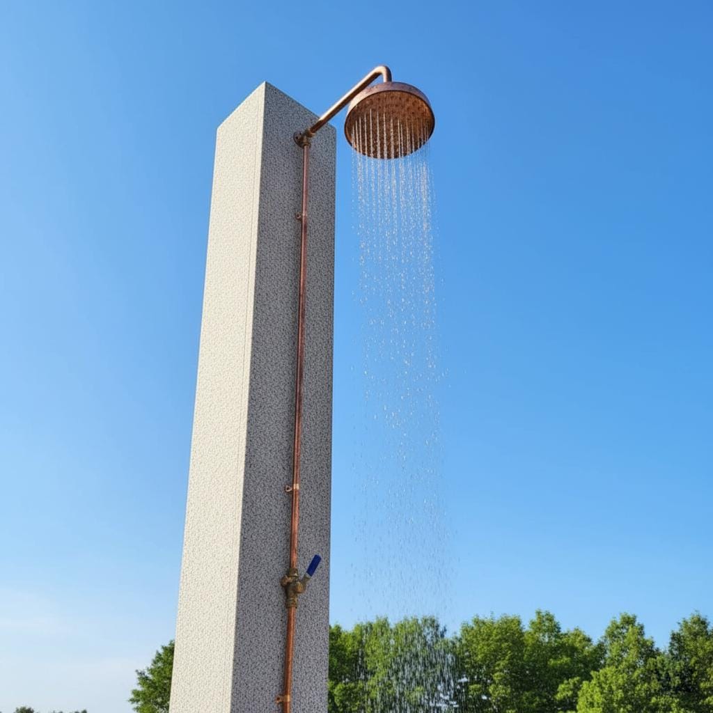 Outdoor Solid Copper Shower – Handmade Garden or Pool Shower with Brass Fixtures