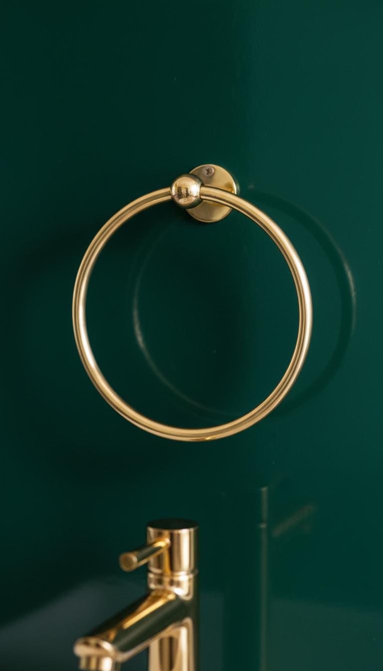 Solid Unlacquered Brass Towel Ring – Minimalist Wall-Mount Bathroom Holder