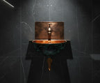 Handcrafted Turquoise Patina Copper Wall Mount Sink with Hammered Interior for Unique Luxury Bathrooms
