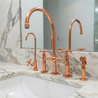 Solid Brass Farmhouse Kitchen Bridge Faucet with Sprayer And Cold Water Tap