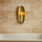 Oval Hammered Brass Wall Sconce Candle Holder Handmade Luxury Bathroom Accent Lighting