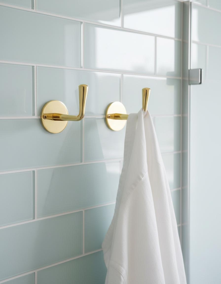 2 Pcs Unlacquered Brass Wall Hooks – Minimalist Solid Brass Coat & Towel Hangers