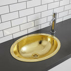 Handmade Oval Brass Bathroom Basin – Hammered Brass Vanity Wash Bowl, Countertop Brass Sink for Bathroom or Powder Room