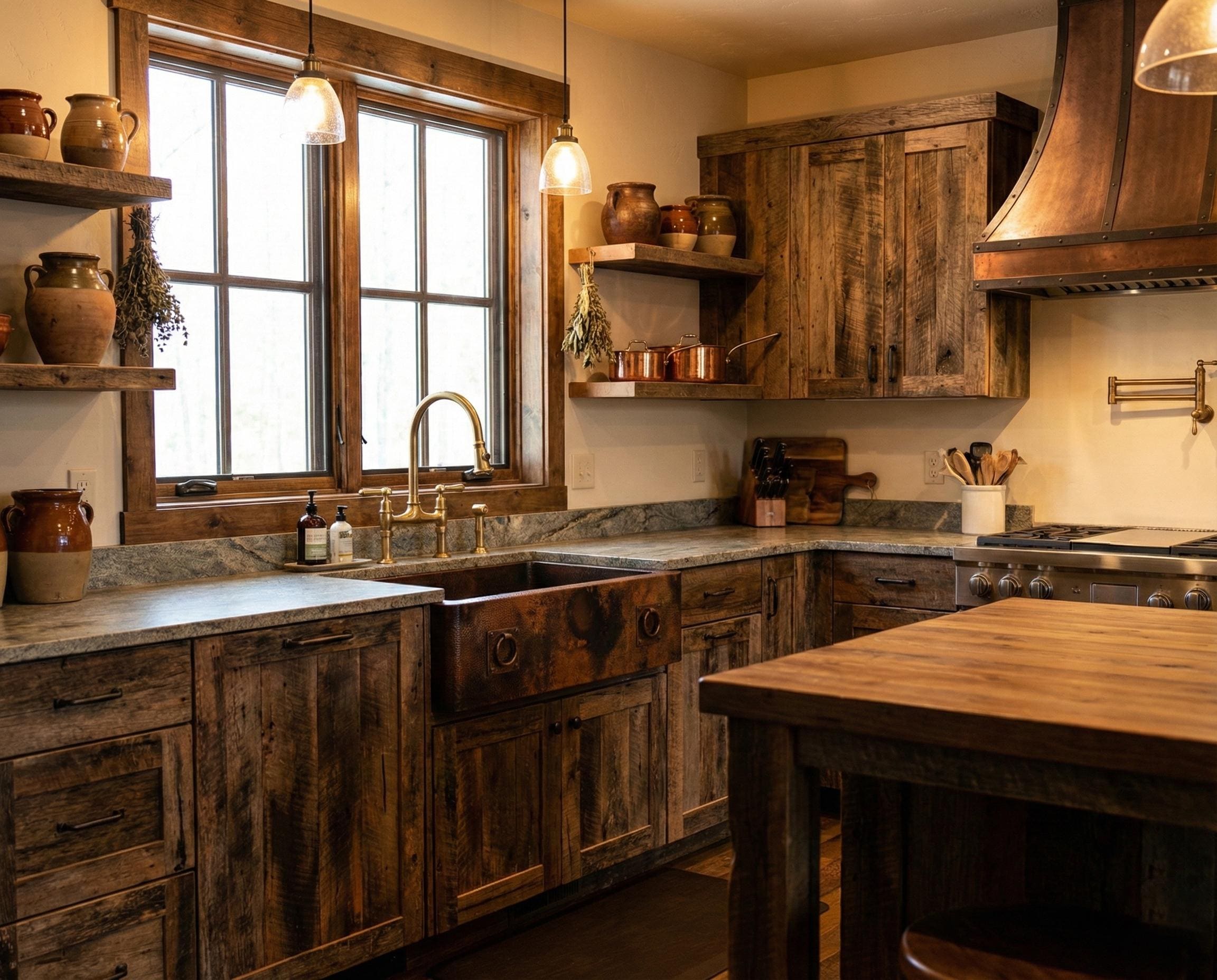 Handmade Fire Patina Farmhouse Apron Sink Solid Hammered Copper Single Bowl Kitchen Statement