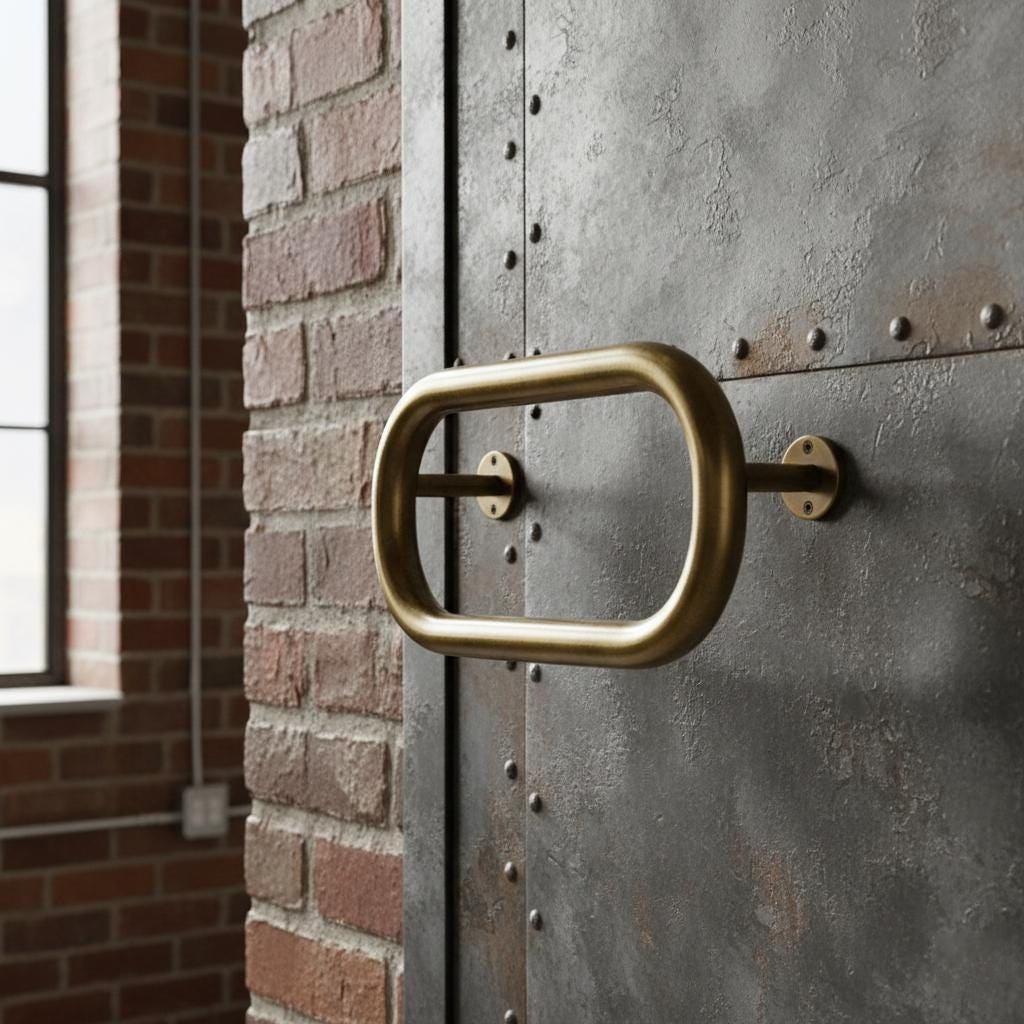Handmade Oval Brass Door Pull Handle Minimalist Solid Metal Hardware for Modern Interiors