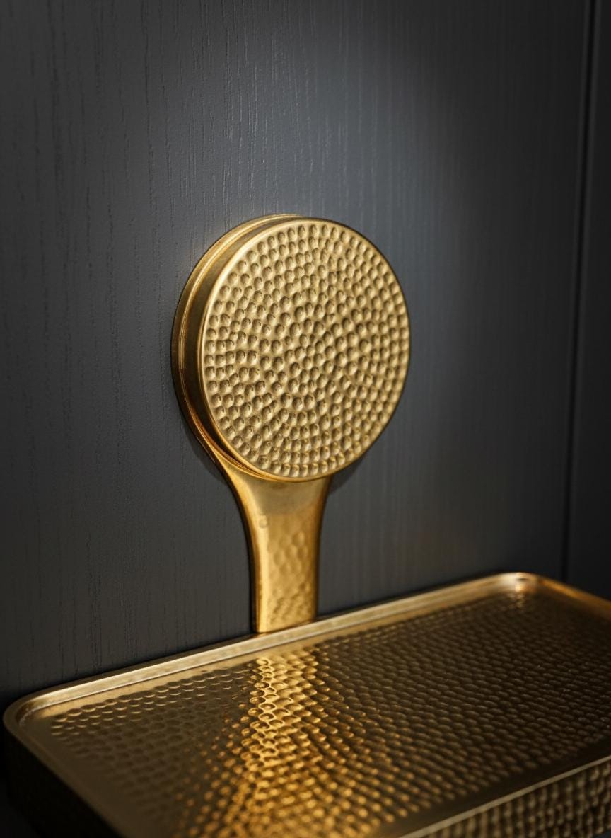Hammered Brass Toilet Paper Holder with Shelf – Unlacquered Solid Brass Bathroom Fixture