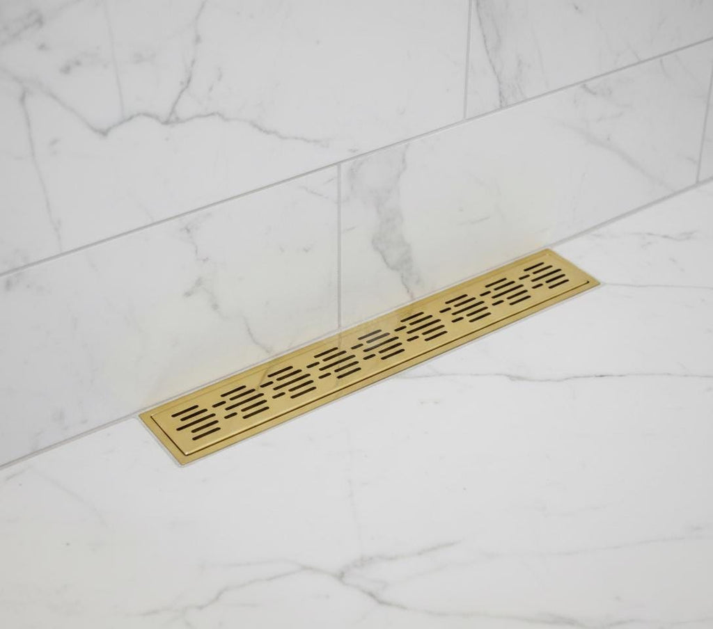 Solid Brass Linear Shower Drain Polished Finish Modern Floor Drain for Luxury Bathrooms