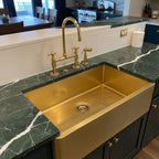 Handmade Solid Brass Farmhouse Sink, Apron Front Kitchen Basin, Unlacquered Brass Trough Sink