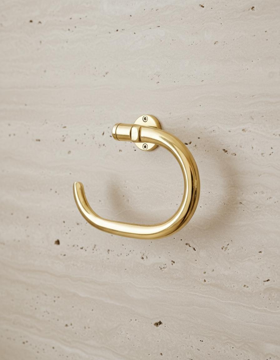 Solid Unlacquered Brass Toilet Paper Holder – Vintage Wall-Mount Bathroom Fixture