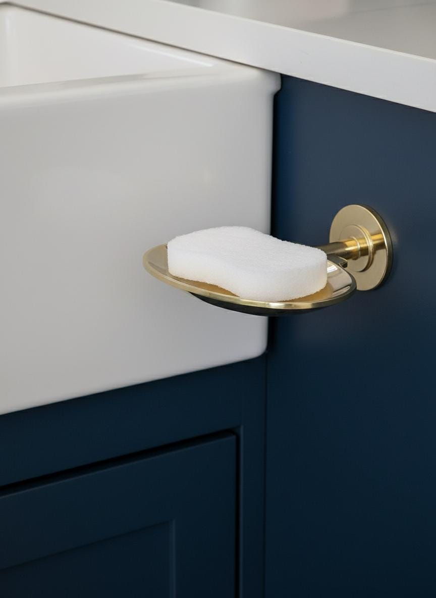 Solid Unlacquered Brass Soap Dish – Wall-Mount Luxury Bathroom Holder