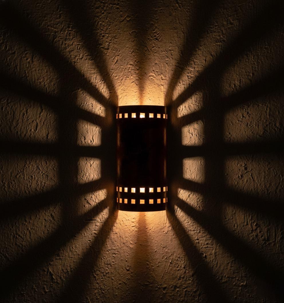 Handmade Fire Finished Copper Oval Wall Sconce Electric Lamp for Rustic Modern Interior Lighting