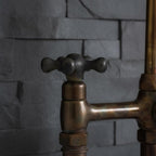 Brass Bridge Faucet with Sprayer – Handmade Kitchen Mixer Tap, Farmhouse Sink Faucet