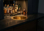 Handmade Hammered Round Brass Bar Sink Solid Brass Prep Basin for Wet Bars