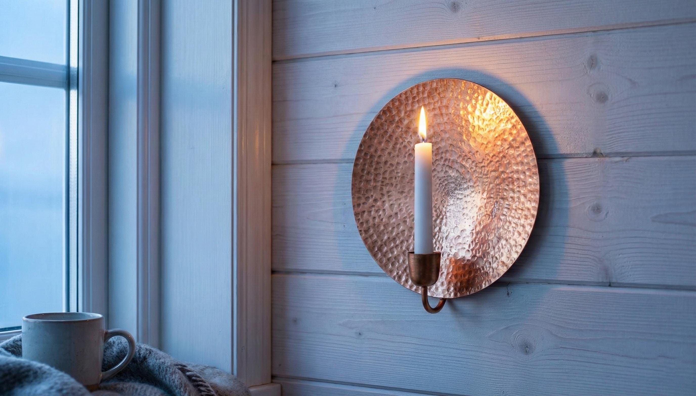 Handcrafted Copper Wall Candle Holder – Hand Hammered Vintage Wall Sconce