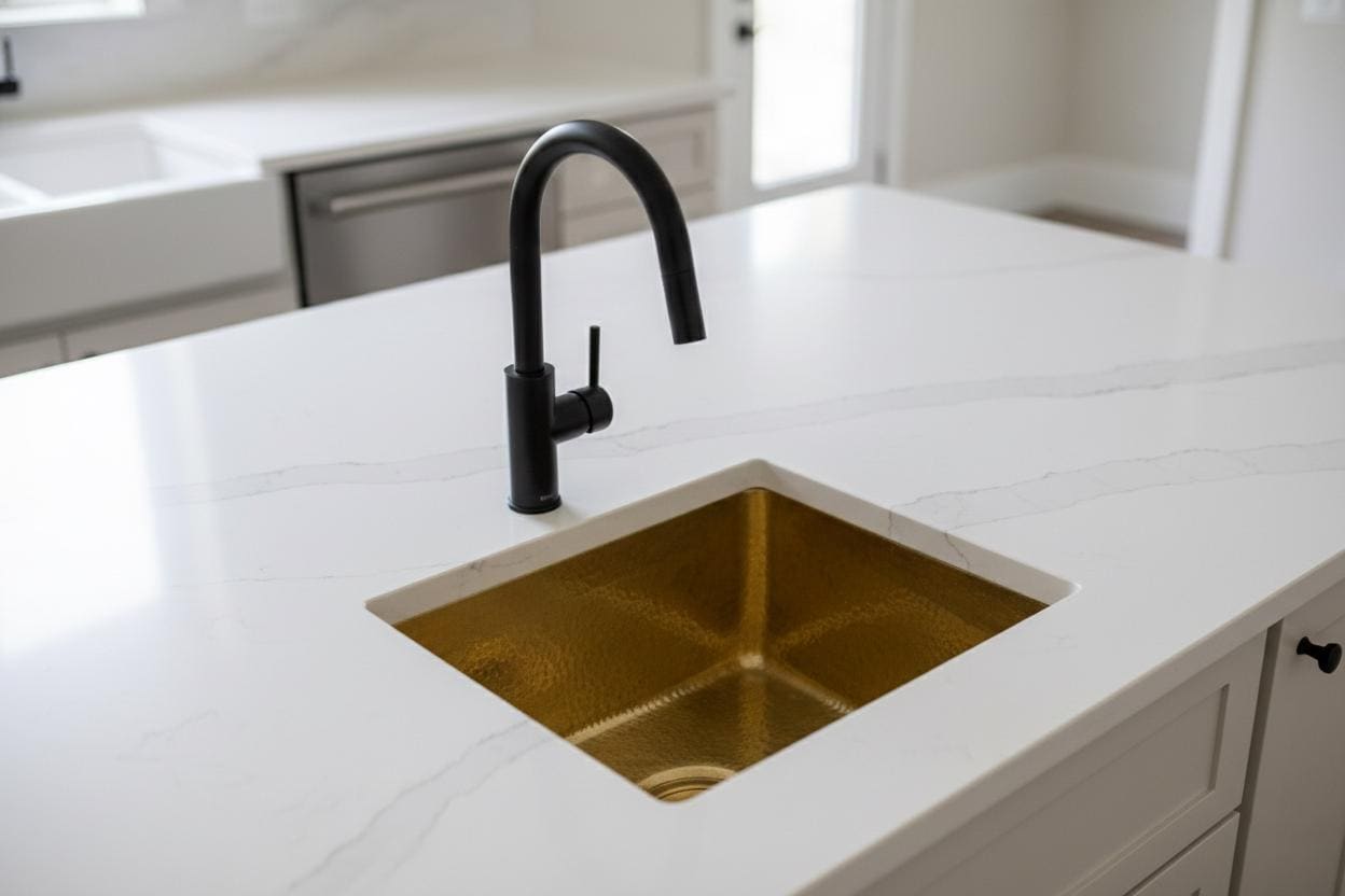 Handmade Solid Brass Bar Sink Square Hammered Undermount Prep Sink Unlacquered Brass Kitchen Sink