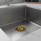 Solid Brass Strainer Drain for Bathroom Basin, Round Sink Waste Clicker Drain, Unlacquered Brass Vanity Drain