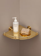Unlacquered Solid Brass Corner Shelf – Luxury Wall-Mount Bathroom Storage