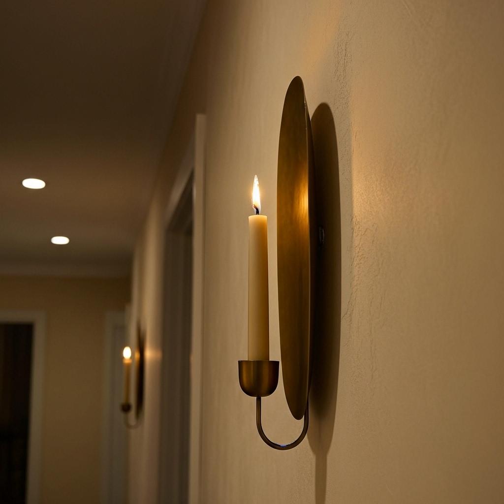 Oval Hammered Brass Wall Sconce Candle Holder Handmade Luxury Bathroom Accent Lighting