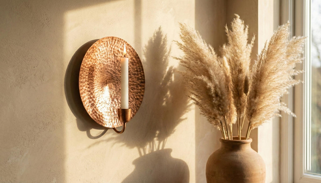 Handcrafted Copper Wall Candle Holder – Hand Hammered Vintage Wall Sconce