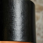 Handmade Hammered Pendant Light Solid Copper Shade with Matte Black Finish for Modern Luxury Interiors