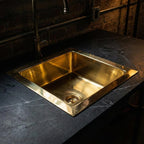 Handmade Solid Brass Kitchen Basin – Undermount Brass Sink for Bar, Prep, Island, Luxury Modern Kitchen