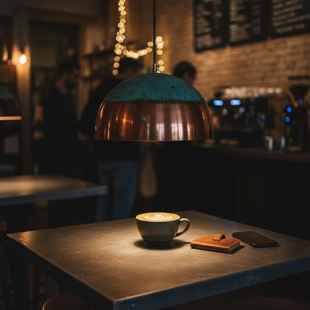 Handmade Copper Dome Pendant Light with Natural Green Patina for Indoor & Outdoor Covered Spaces
