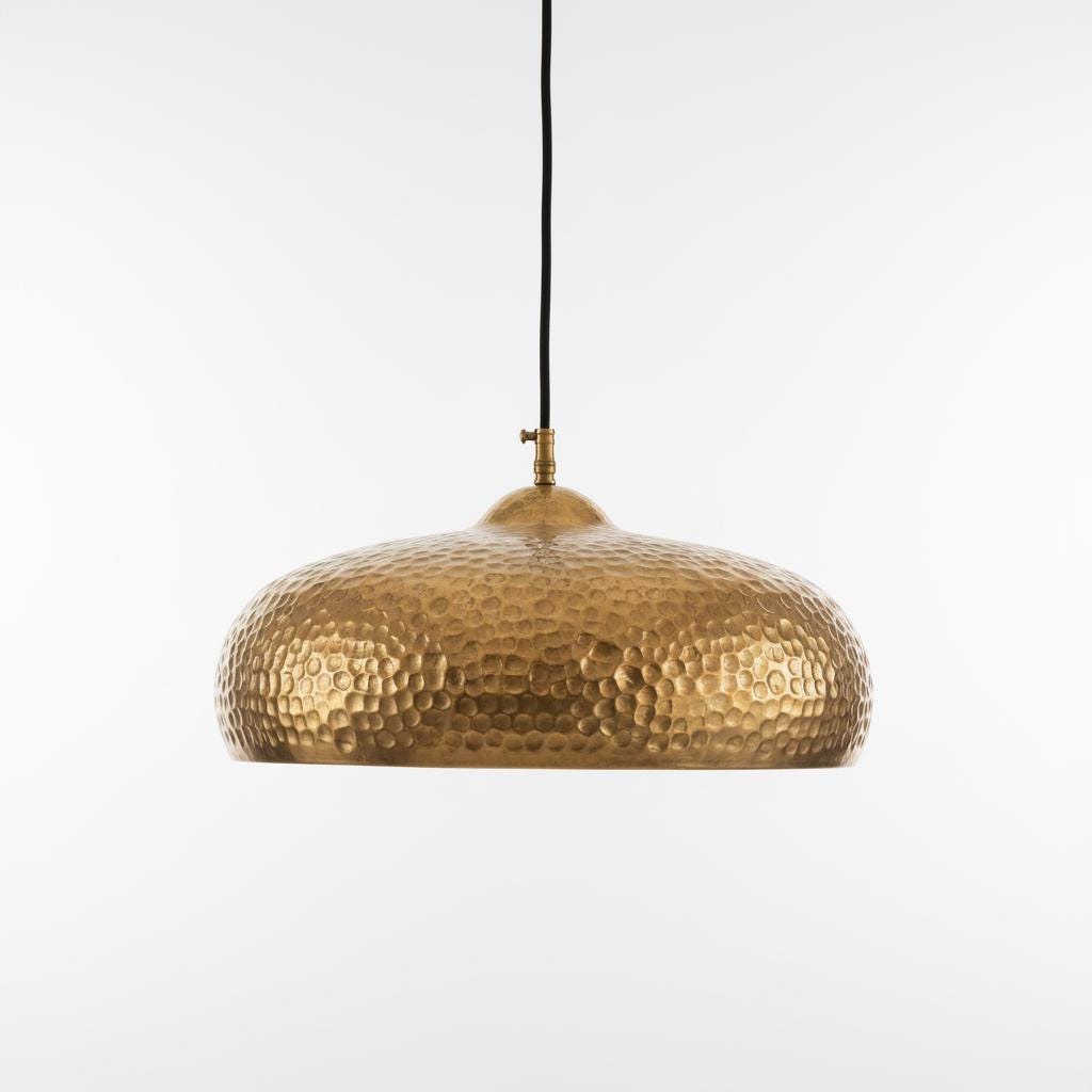 Handmade Hammered Brass Dome Pendant Light Solid Metal Ceiling Fixture Modern Interior Lighting