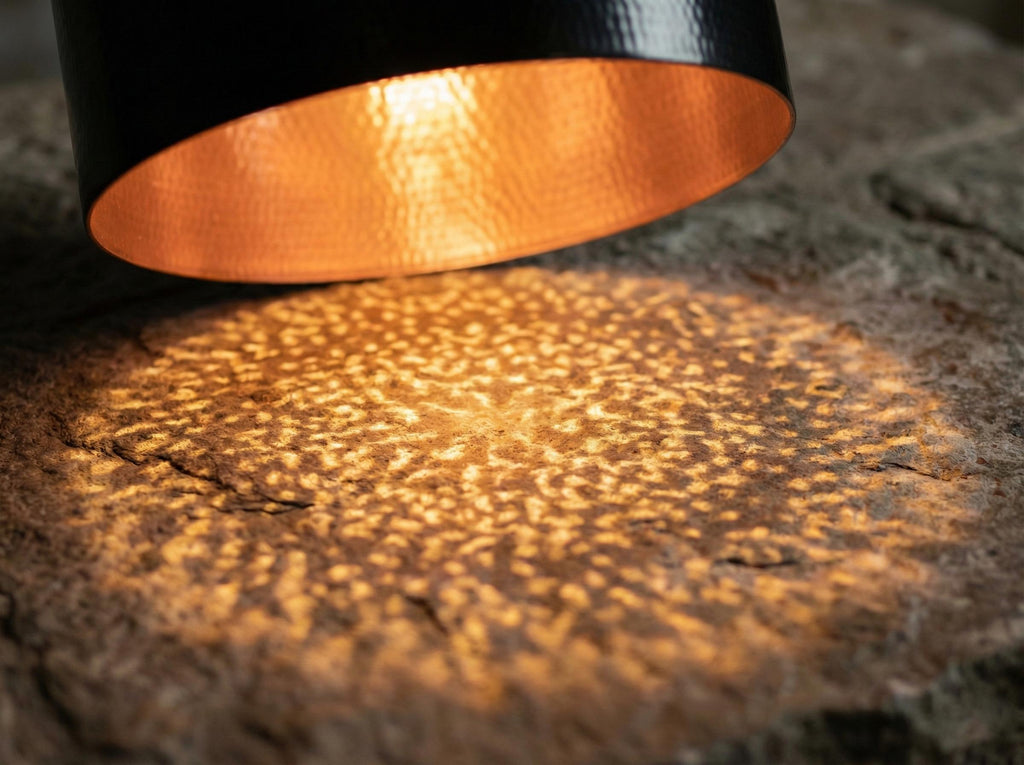 Handmade Hammered Pendant Light Solid Copper Shade with Matte Black Finish for Modern Luxury Interiors