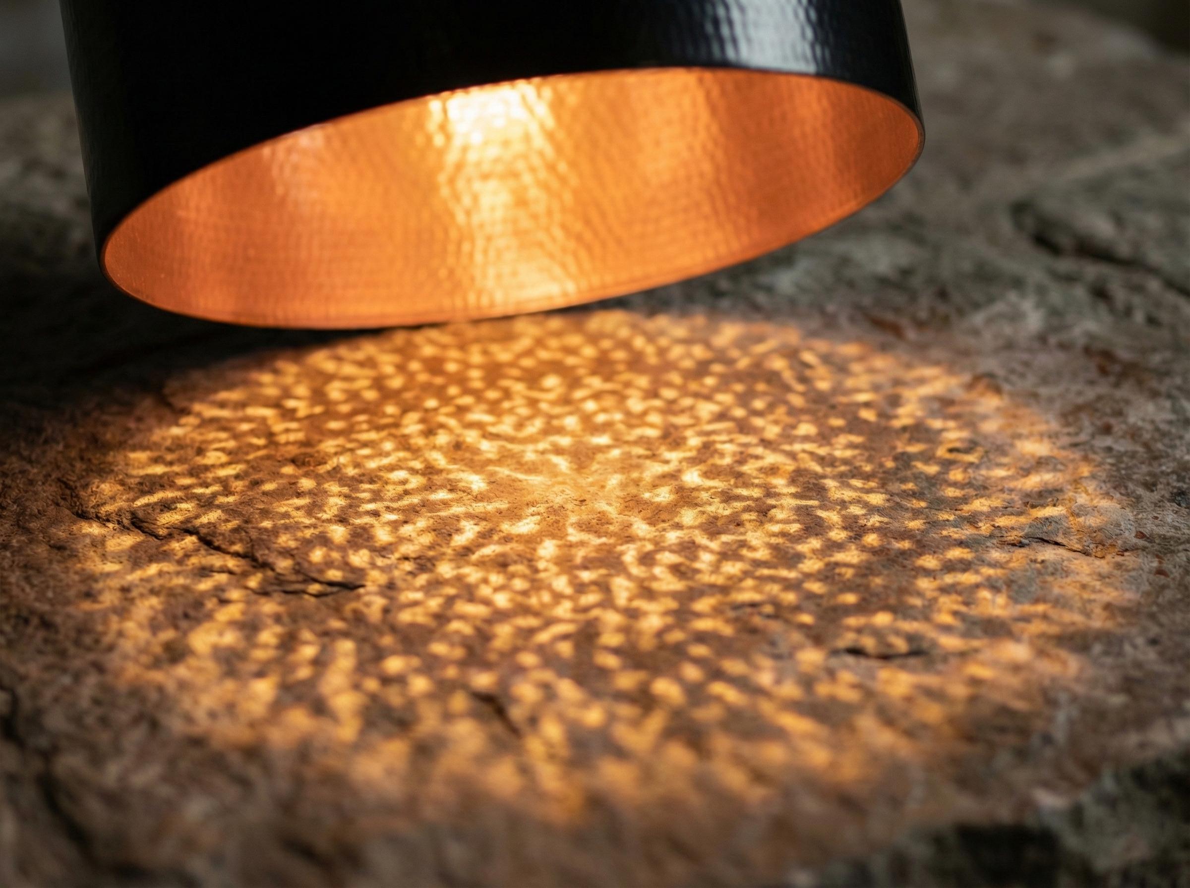 Handmade Hammered Pendant Light Solid Copper Shade with Matte Black Finish for Modern Luxury Interiors