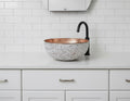 Handmade White Crackle Patina Copper Vessel Sink with Hammered Interior for Stylish Luxury Bathrooms