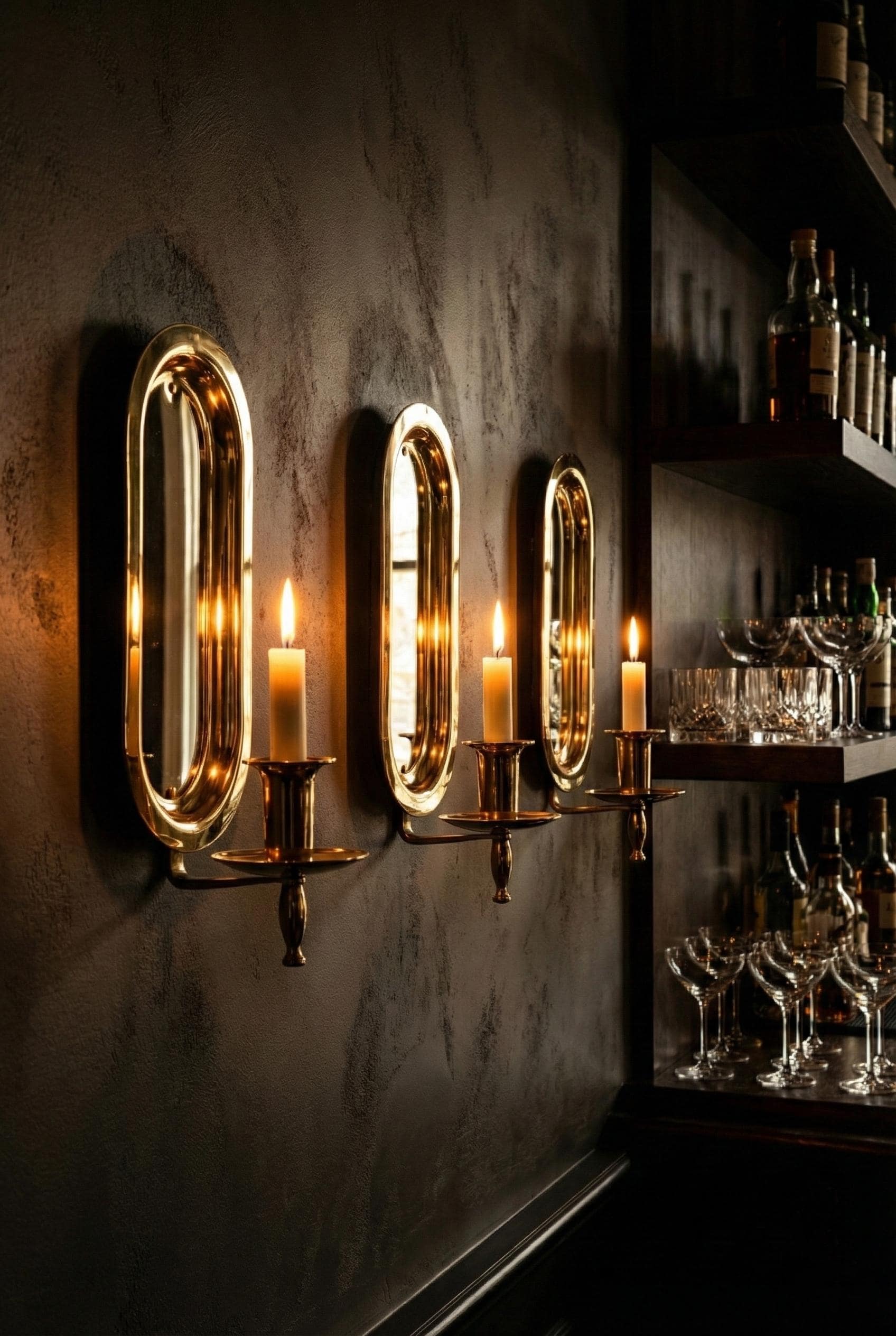 Pair of Handmade Solid Unlacquered Brass Wall Candle Holder Minimalist Swedish Vintage Sconce Decor