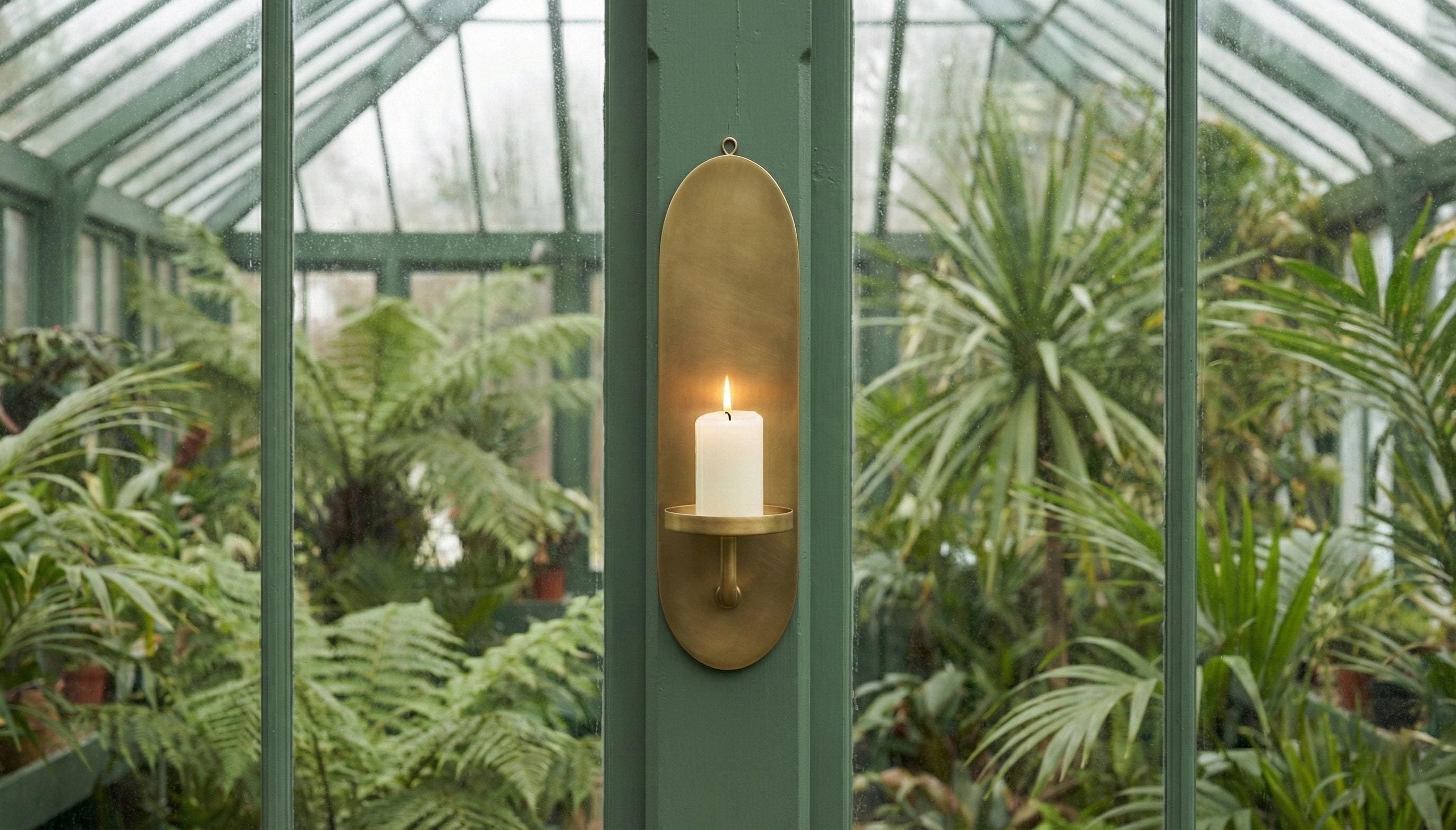 Handmade Solid Brass Wall Candle Holder Minimalist Modern Wall-Mount Sconce Decor