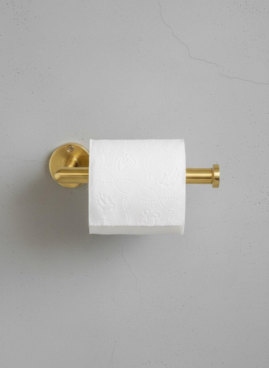 Solid Unlacquered Brass Toilet Paper Holder – Minimalist Wall Mount Bathroom Fixture