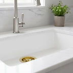 Solid Brass Strainer Drain for Bathroom Basin, Round Sink Waste Clicker Drain, Unlacquered Brass Vanity Drain