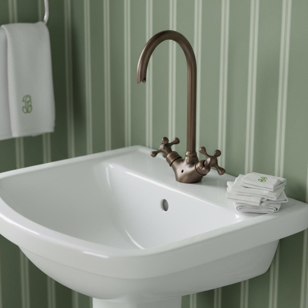 Bronzed Brass Basin Faucet, Handmade Solid Brass Bathroom Sink Mixer Tap with Cross Handles