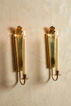 Pair of Brass Wall Candle Holder Handmade Minimalist Sconce Luxury Home Decor