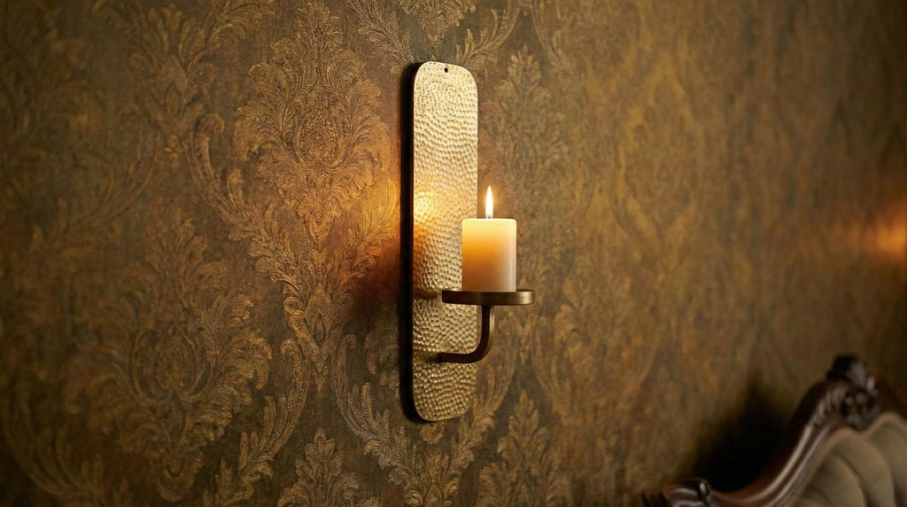 Handmade Hammered Brass Wall Candle Holder Handmade Minimal Sconce Decor