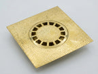 Handmade Solid Brass Square Floor Drain with Round Grate for Luxury Shower Bathrooms