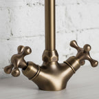 Bronze Brass Bathroom Sink Faucet – Handmade Solid Brass Basin Mixer Tap with Cross Handles