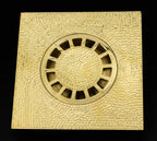 Handmade Solid Brass Square Floor Drain with Round Grate for Luxury Shower Bathrooms