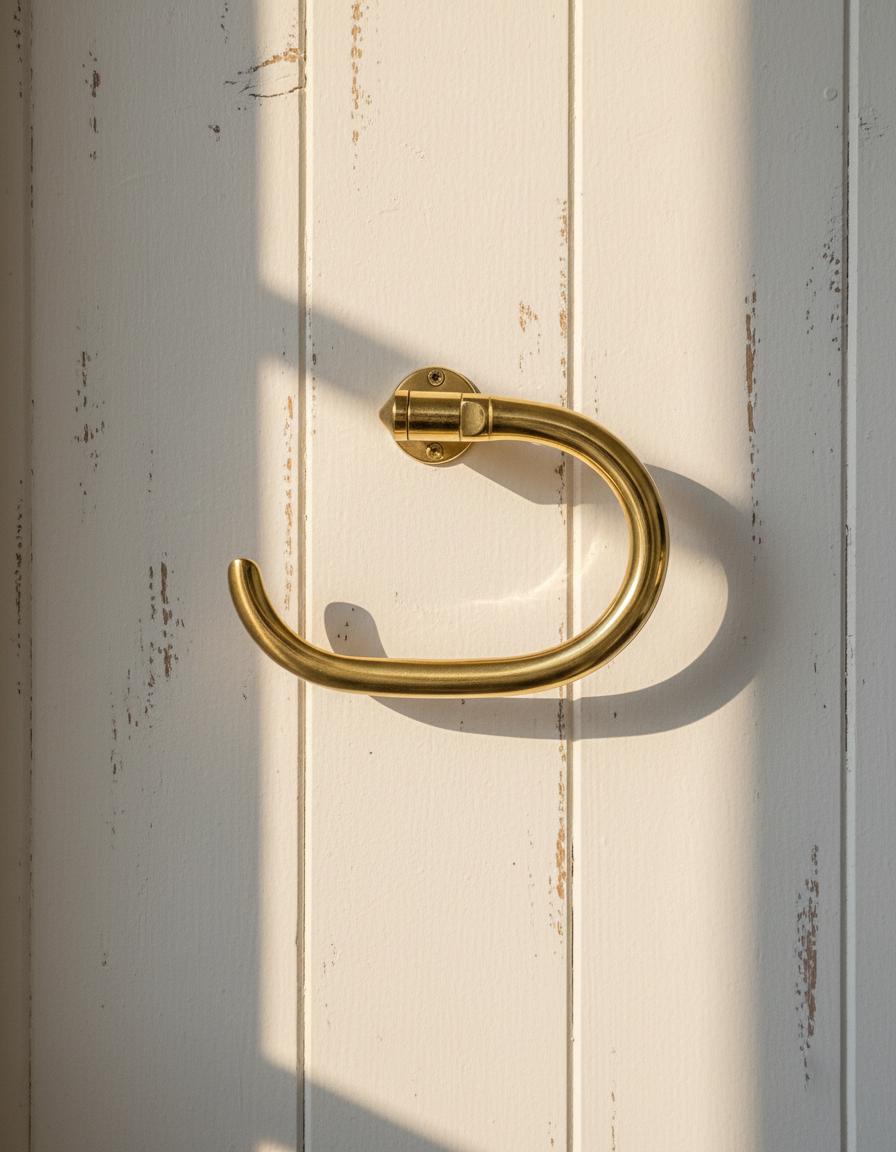 Solid Unlacquered Brass Toilet Paper Holder – Vintage Wall-Mount Bathroom Fixture
