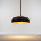 Handmade Hammered Brass Dome Pendant Light with Warm Brass Interior Ceiling Fixture