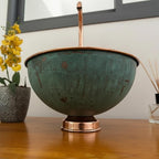 Handmade Turquoise Patina Copper Vessel Sink with Faucet for Luxury Bathroom Vanity Decor