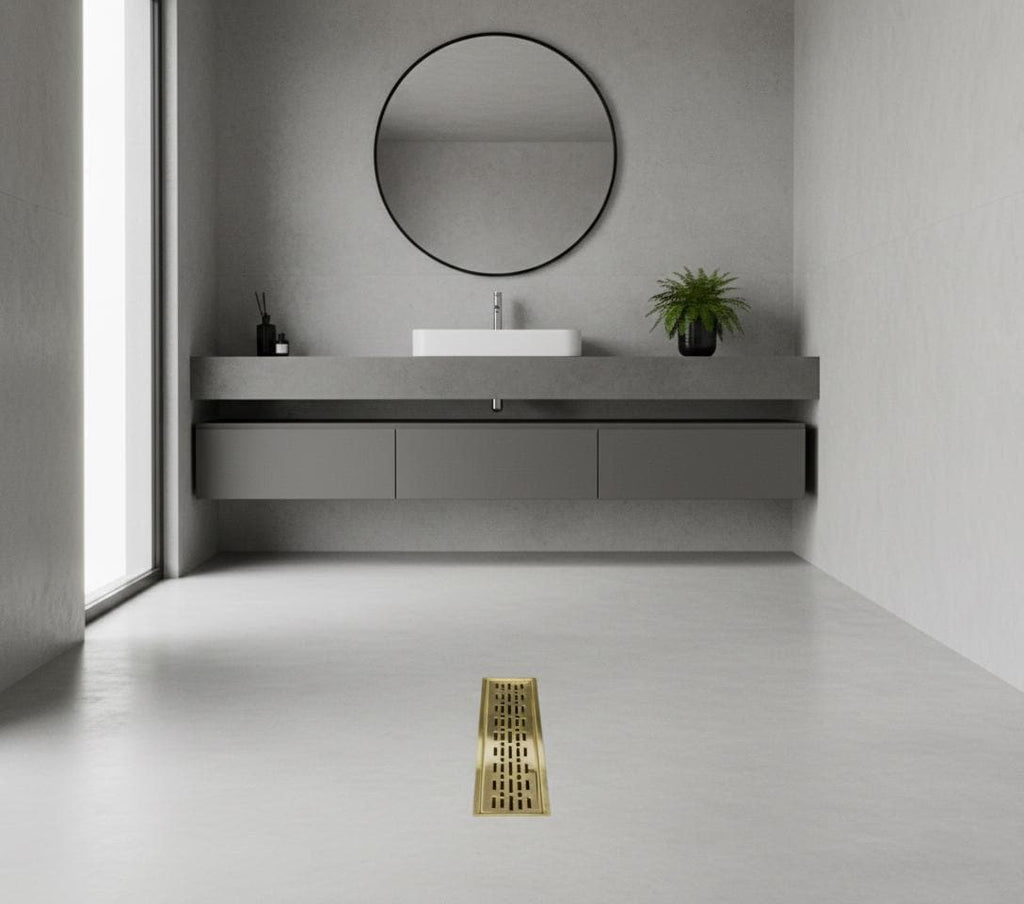 Solid Brass Linear Shower Drain Polished Finish Modern Floor Drain for Luxury Bathrooms
