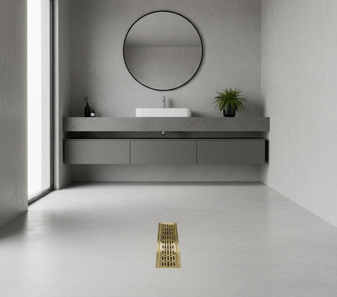 Solid Brass Linear Shower Drain Polished Finish Modern Floor Drain for Luxury Bathrooms