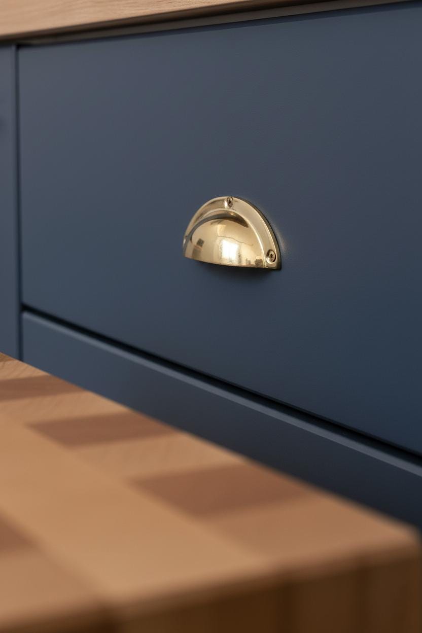 Set of Solid Unlacquered Brass Cabinet Pulls – Minimalist Drawer Handles