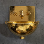 Handmade Hammered Solid Brass Wall Mount Sink with Faucet for Luxury High-End Bathroom Designs